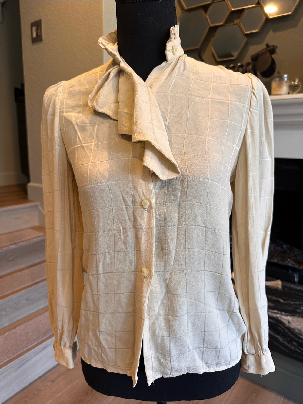 Versace Silky Ruffle Long Sleeve Blouse | Size XS